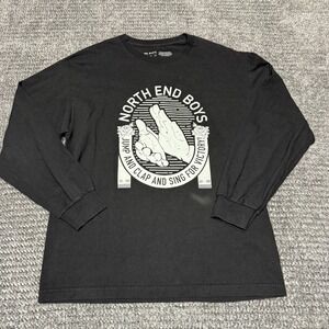 NO PITY Mens Long Sleeve‎ T-Shirt L Black North End Boys Graphic Cotton